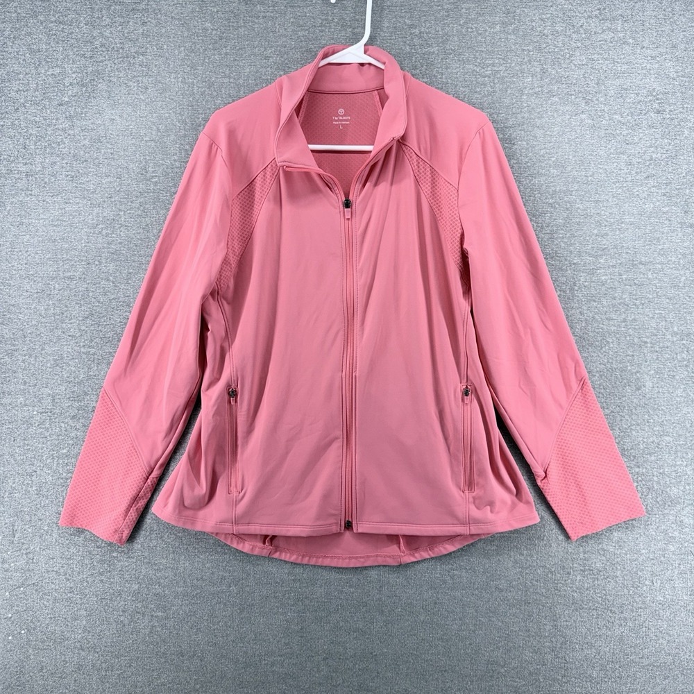 T by Talbots Full Zip Jacket Women Size Large Peach Golf Tennis Activewear